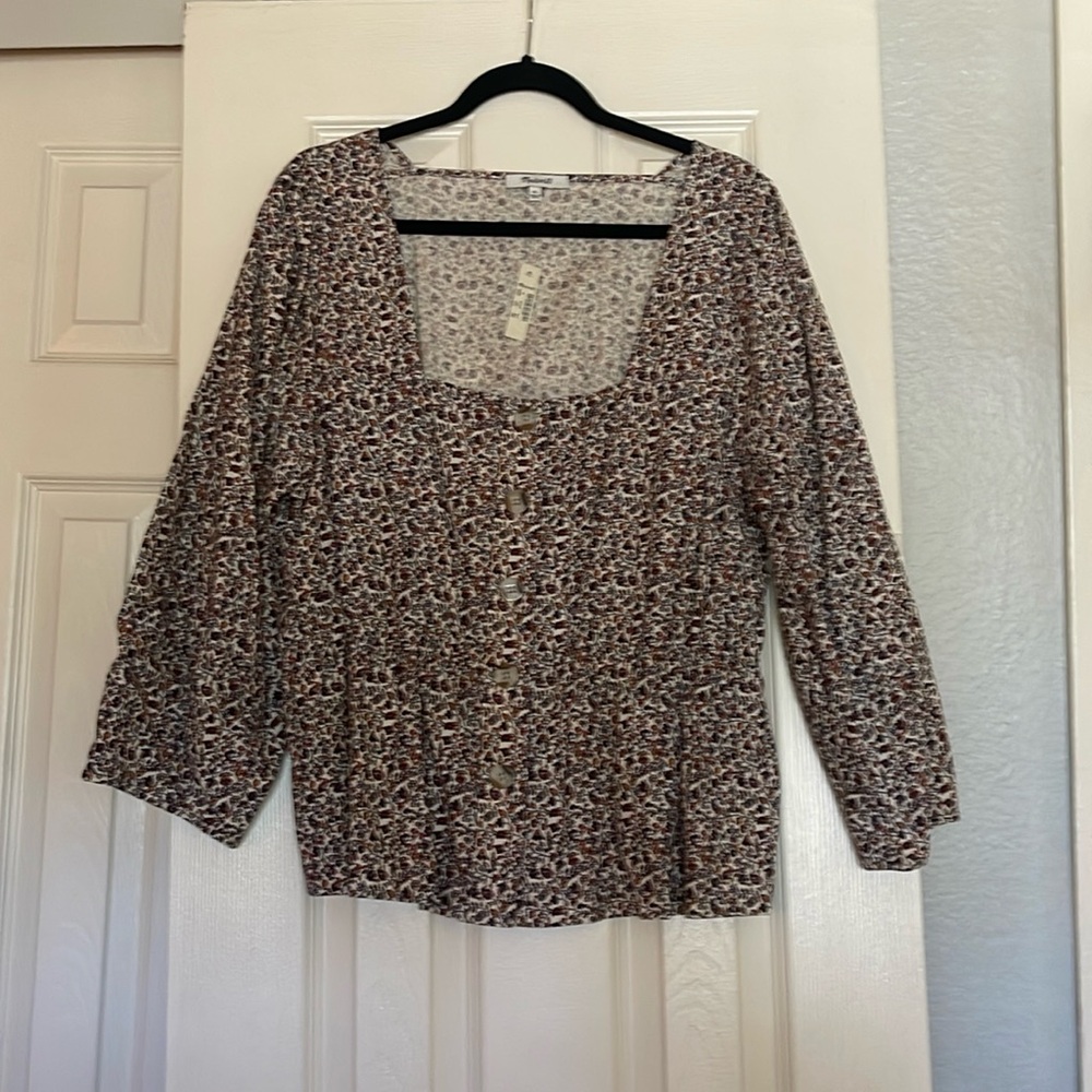 Square neck peasant top. Madewell